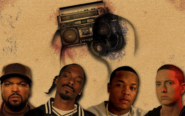 Men boombox radio group standing #2 free wallpaper for desktop - medium preview image