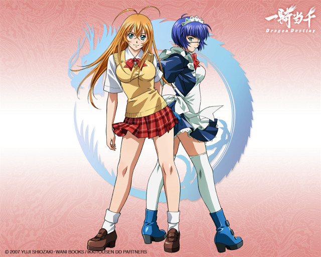 Anime girls pink background blue free wallpaper for desktop - medium preview image