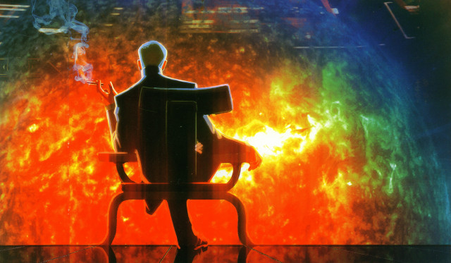 Man chair rainbow background light free wallpaper for desktop - medium preview image