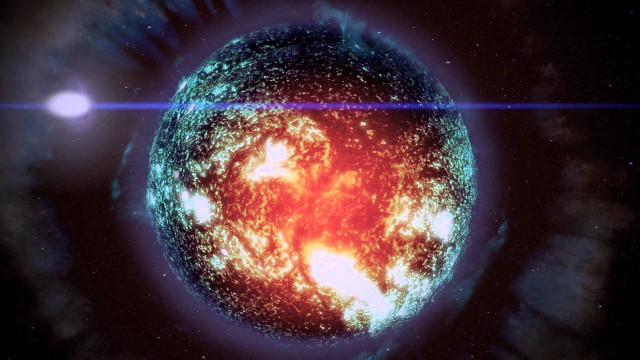 Bright blue red astronaut spacefireworks free wallpaper for desktop - medium preview image