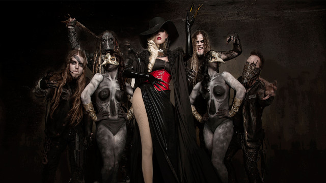 Costumed women photo dark room free wallpaper for desktop - medium preview image