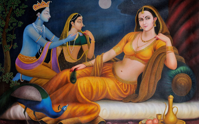 Woman sitting bed man pot free wallpaper for desktop - medium preview image