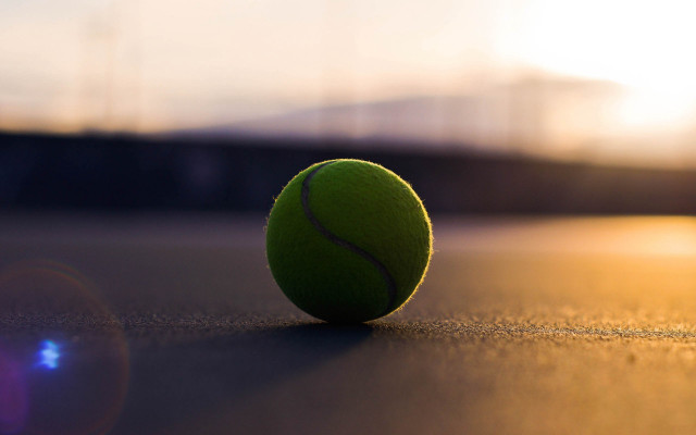 Tennis ball sitting on ground free wallpaper for desktop - medium preview image