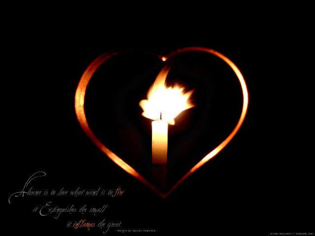 Heart candle glowing love quote free wallpaper for desktop - medium preview image