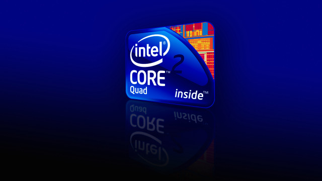 Blue intel core logo reflection #2 free wallpaper for desktop - medium preview image