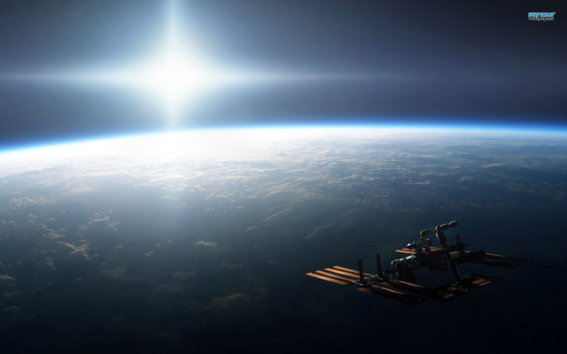 Space station earth sun shining #2 free wallpaper for desktop - medium preview image