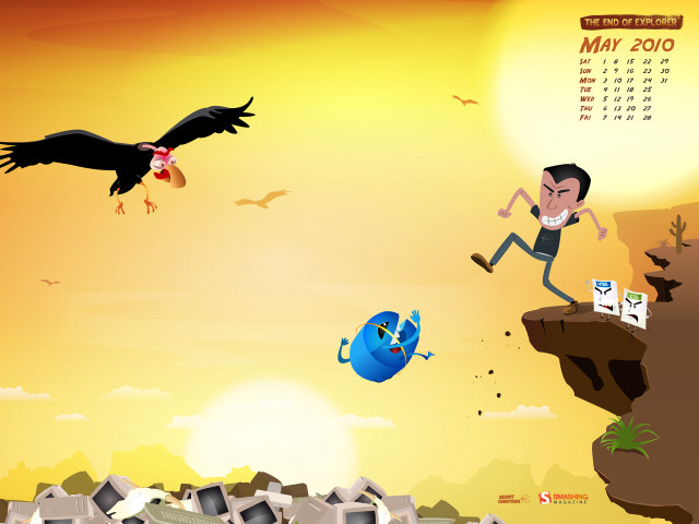 Cartoon character jumping cliff bird free wallpaper for desktop - medium preview image