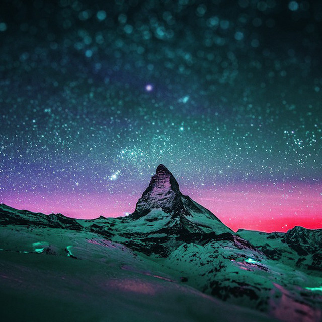 Mountain purple sky stars pink free wallpaper for tablet - medium preview image