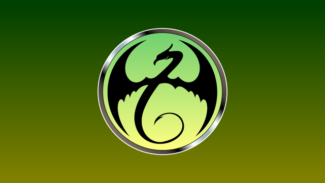 Green black dragon logo silver free wallpaper for desktop - medium preview image