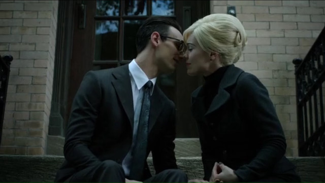 Man woman kissing glasses suits free wallpaper for desktop - medium preview image