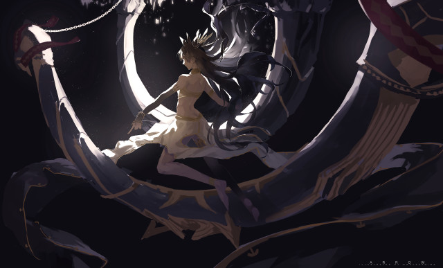 Woman white dress sword giant free wallpaper for desktop - medium preview image