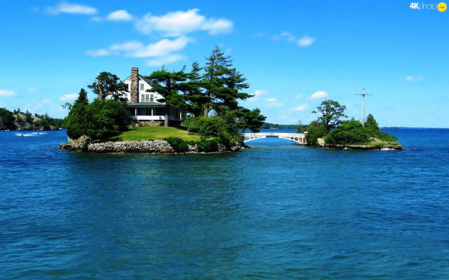 House island ocean bridge boat free wallpaper for desktop - medium preview image