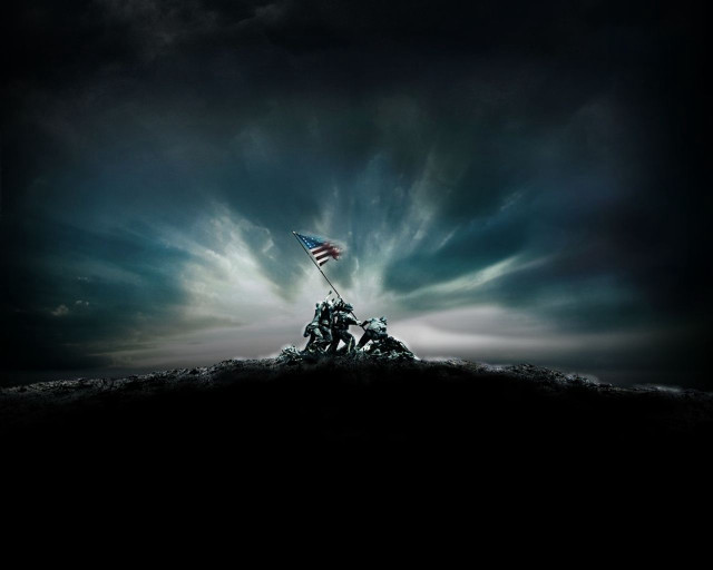 Flag hill sky clouds sunbeam free wallpaper for desktop - medium preview image