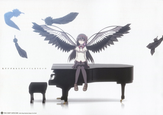 Girl piano wings dog feathers free wallpaper for desktop - medium preview image
