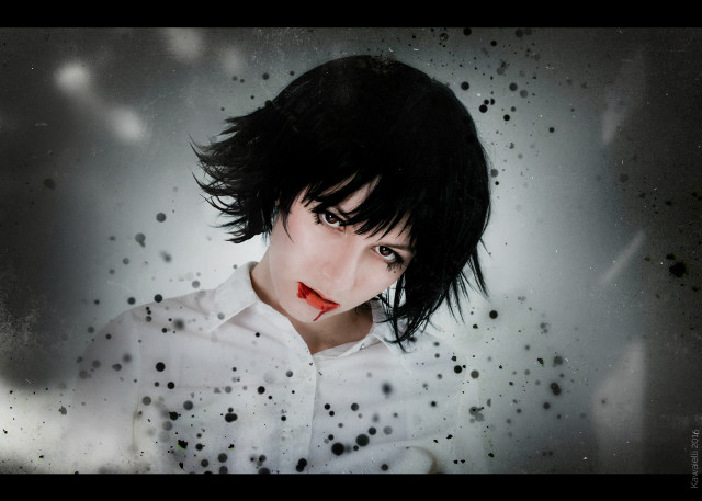 Woman black hair white shirt free wallpaper for desktop - medium preview image