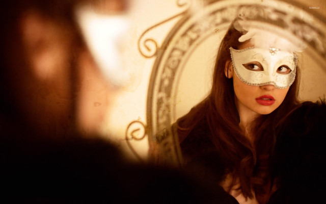 Woman mask mirror reflection man free wallpaper for desktop - medium preview image
