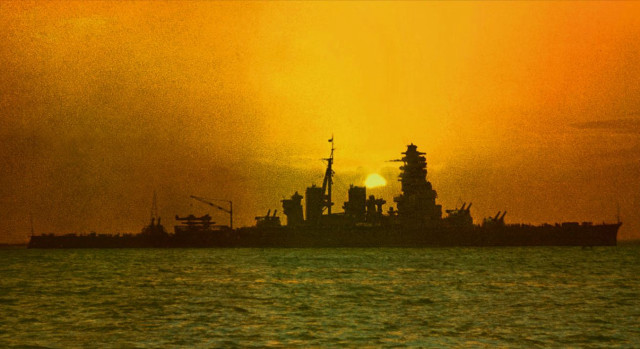 Large ship water sunset yellow free wallpaper for desktop - medium preview image