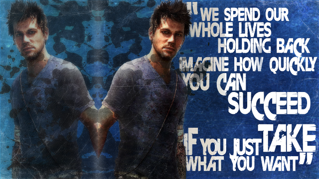 Man holding knife blue background free wallpaper for desktop - medium preview image