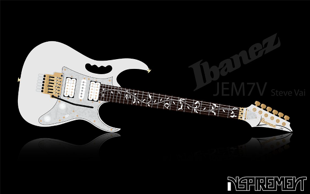 White guitar black background name free wallpaper for desktop - medium preview image