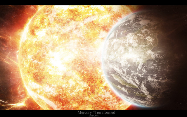 Sun planet background black white free wallpaper for desktop - medium preview image