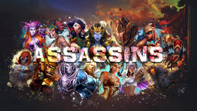 Assassins graphic style character group free wallpaper for desktop - medium preview image
