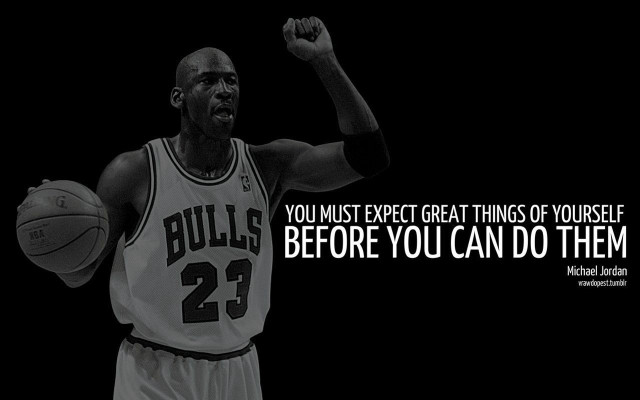 Basketball player inspirational quote monochrome free wallpaper for desktop - medium preview image