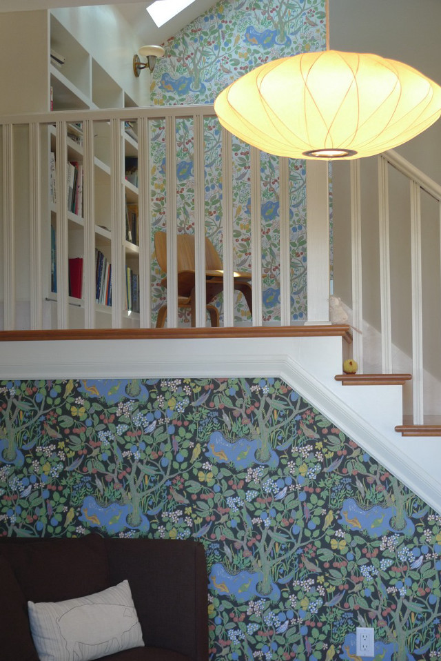 Livingroom couch floralwallpaper staircase artsandcrafts free wallpaper for mobile - medium preview image