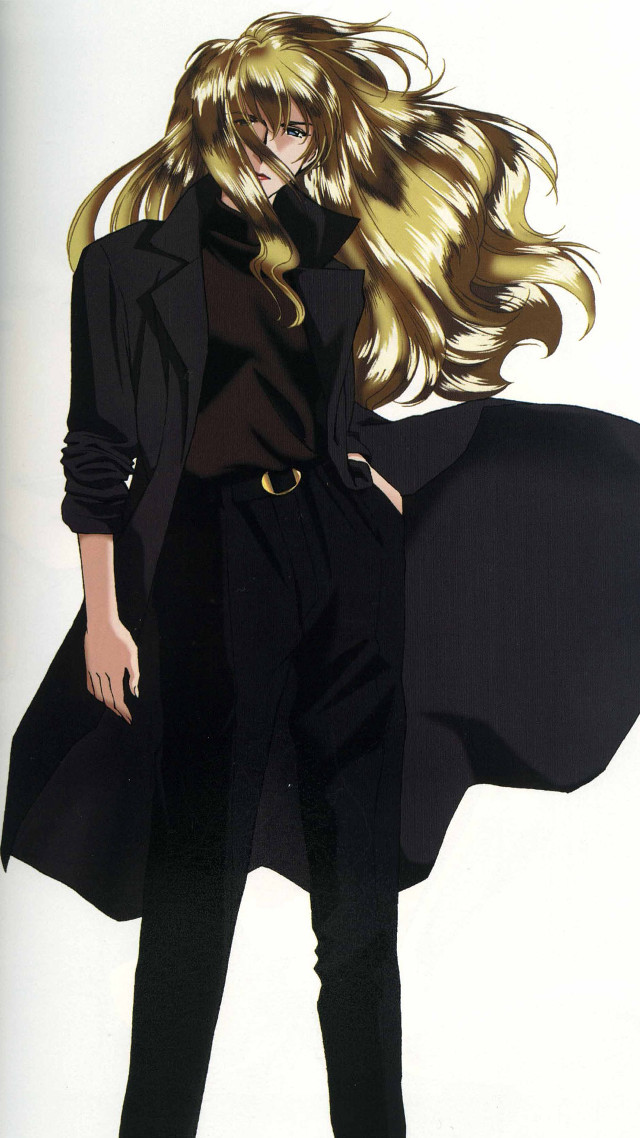 Woman blonde hair black coat free wallpaper for mobile - medium preview image