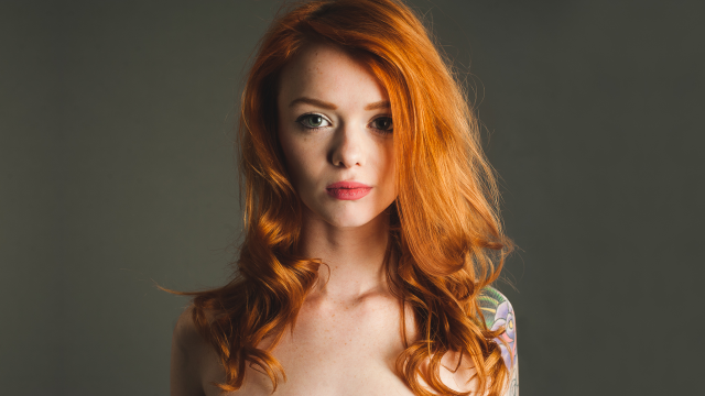 Woman red hair tattoo shoulder #2 free wallpaper for desktop - medium preview image