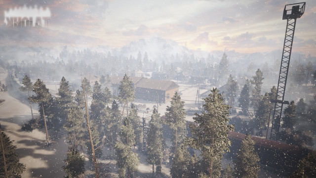 Snowy town tower clock tower free wallpaper for desktop - medium preview image