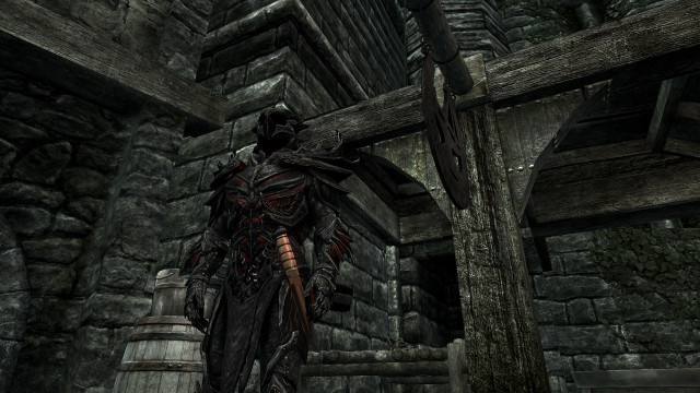 Man black outfit stone building free wallpaper for desktop - medium preview image