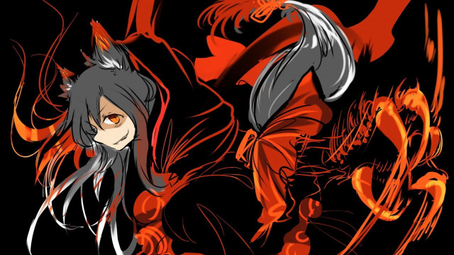 Black hair red dress fire free wallpaper for desktop - medium preview image