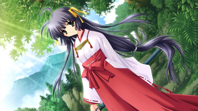 Woman red white dress forest free wallpaper for desktop - medium preview image