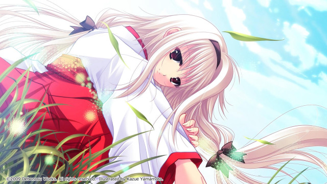 Girl white hair red dress free wallpaper for desktop - medium preview image