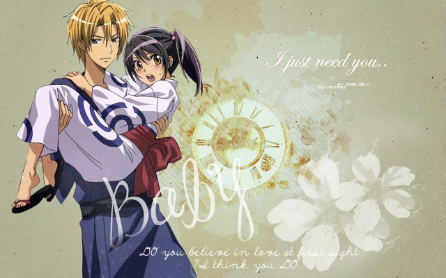 Anime couple clock quote background free wallpaper for desktop - medium preview image