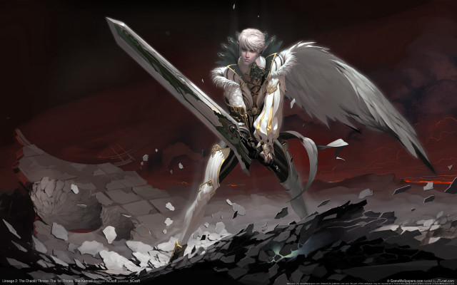 Man wings sword holding sword free wallpaper for desktop - medium preview image
