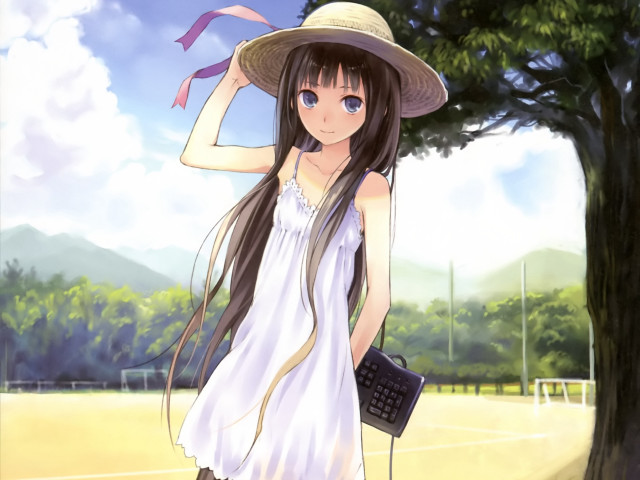 Girl hat dress purse book free wallpaper for desktop - medium preview image