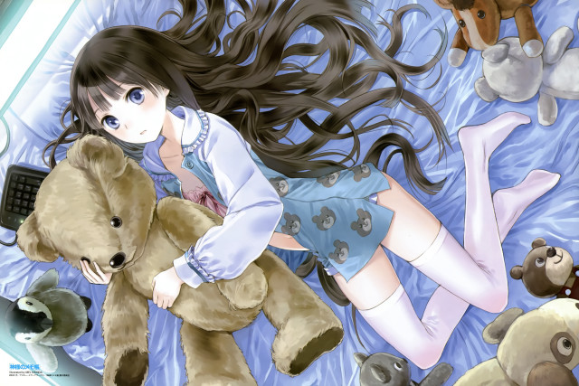 Girl bed stuffed animals teddy #2 free wallpaper for desktop - medium preview image