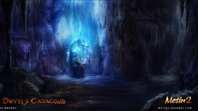 Dark cave giant blue creature free wallpaper for desktop - medium preview image