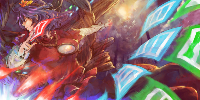 Woman red dress sword green #2 free wallpaper for desktop - medium preview image