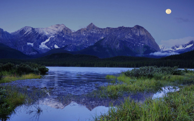Mountain lake moon clouds sky #2 free wallpaper for desktop - medium preview image
