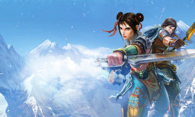 Woman sword mountain outdoors chinese free wallpaper for desktop - medium preview image