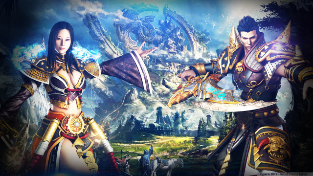 Armor swords mountain dragon demon free wallpaper for desktop - medium preview image