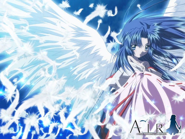 Bluehair angelwings snowflakes japanesestyle anime free wallpaper for desktop - medium preview image