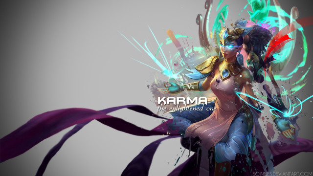Woman sword colorful dress karma free wallpaper for desktop - medium preview image