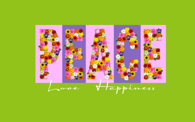 Peace sign flowers white letters free wallpaper for desktop - medium preview image