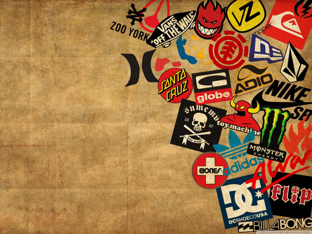 Stickers on old paper grungy free wallpaper for desktop - medium preview image