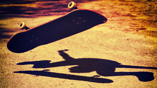 Skateboard air shadow person ground free wallpaper for desktop - medium preview image