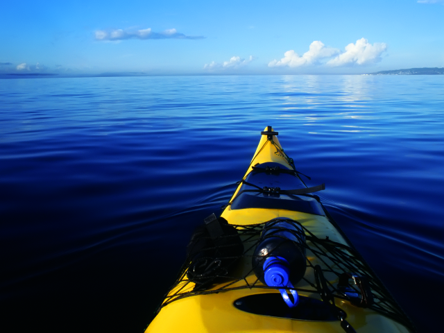 Yellow kayak water blue sky free wallpaper for desktop - medium preview image