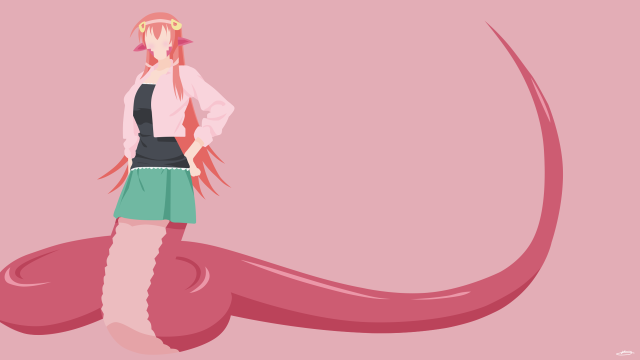 Woman standing pink dinosaur tail free wallpaper for desktop - medium preview image